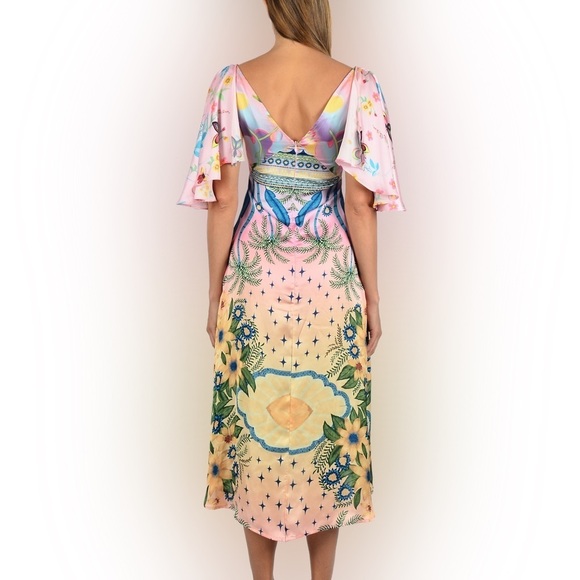 Oceanus Camille Satin Midi Dress Size XXL - Picture 11 of 16